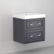 Utopia Roseberry 600mm Wall Hung 2 Drawer Vanity with 1 Taphole Basin (London Grey)