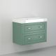 Utopia Roseberry 800mm 2 Drawer Wall Hung Vanity with a 1 Taphole Basin (Emerald Green)