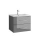 Acuario 600mm 2 Drawer Wall Hung Compact Vanity and Basin (Gloss Grey)