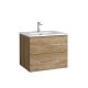 Acuario 600mm 2 Drawer Wall Hung Compact Vanity and Basin (Natural Oak)