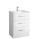 Acuario Plus 600mm Floor Standing 3 Drawer Vanity (White Gloss) with 1 Taphole Basin