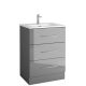 Acuario Plus 600mm Floor Standing 3 Drawer Vanity (Gloss Grey) with 1 Taphole Basin