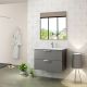 Dublin 800mm 2 Drawer Wall Hung Vanity with Chrome Handles and 1 Taphole Basin (Midnight Grey)