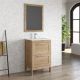 Toscana 600mm 2 Drawer Floor Standing Vanity and Basin with Chrome Handles (Natural Oak)