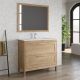 Toscana 1000mm 2 Drawer Floor Standing Vanity and Basin with Chrome Handles (Natural Oak)