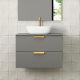 Dublin 500mm Wall Hung Vanity with Countertop & Brushed Brass Handles (Midnight Grey)