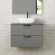 Dublin 600mm Wall Hung Vanity and Countertop & Black Handles (Midnight Grey)