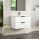 Dublin 800mm 2 Drawer Wall Hung Vanity with Black Handles and Basin (White Gloss)