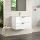 Dublin 800mm 2 Drawer Wall Hung Vanity with Chrome Handles and 1 Taphole Basin (White Gloss)