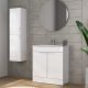 Galway 600mm 2 Door Floor Standing Vanity with Chrome Handles and 1 Taphole Basin (White Gloss)