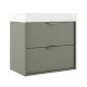 Midi 500mm Wall Hung 2 Drawer Vanity with 1 Taphole Basin & Chrome Handles (Musgo)