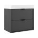 Midi 500mm Wall Hung 2 Drawer Vanity with 1 Taphole Basin & Black Handles (Ceniza)