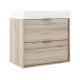 Midi 600mm Wall Hung 2 Drawer Vanity with 1 Taphole Basin & Chrome Handles (Oak)