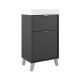 Midi 500mm Floorstanding 1 Drawer, 1 Door Vanity with 1 Taphole Basin & Chrome Handles & Legs (Ceniza)