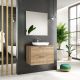 Dublin 800mm Wall Hung Vanity with Countertop & Chrome Handles (Natural Oak)