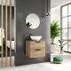 Dublin 500mm Wall Hung Vanity and Countertop & Black Handles (Natural Oak)