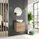 Dublin 600mm Wall Hung Vanity with Countertop & Brushed Brass Handles (Natural Oak)