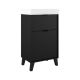 Midi 500mm Floor Standing 2 Drawer Vanity with 1 Taphole Basin & Black Handles & Legs (Black)