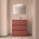 Salgar Noja 800mm 3 Drawer Floor Standing Vanity and Basin (Satin Red)