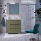 Salgar Noja 855mm 1 Left Hand Door, 3 Drawer Floor Standing Vanity and Basin (Satin Green)