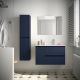 Salgar Noja 855mm 1 Left Hand Door, 2 Drawer Wall Hung Vanity and Basin (Satin Blue)