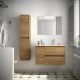 Salgar Noja 855mm 1 Left Hand Door, 2 Drawer Wall Hung Vanity and Basin (African Oak)