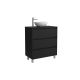 Salgar Noja 600mm 3 Drawer Floor Standing Vanity and Countertop without Basin (Satin Black)