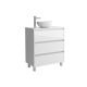 Salgar Noja 600mm 3 Drawer Floor Standing Vanity and Countertop without Basin (Gloss White)