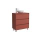 Salgar Noja 800mm 3 Drawer Floor Standing Vanity and Countertop without Basin (Satin Red)