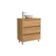 Salgar Noja 800mm 3 Drawer Floor Standing Vanity and Countertop without Basin (African Oak)