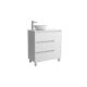 Salgar Noja 855mm 1 Right Hand Door, 3 Drawer Floor Standing Vanity and Countertop without Basin (Satin White)