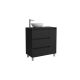 Salgar Noja 855mm 1 Right Hand Door, 3 Drawer Floor Standing Vanity and Countertop without Basin (Satin Black)