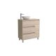 Salgar Noja 855mm 1 Right Hand Door, 3 Drawer Floor Standing Vanity and Countertop without Basin (Natural)