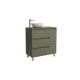 Salgar Noja 855mm 1 Right Hand Door, 3 Drawer Floor Standing Vanity and Countertop without Basin (Satin Green)