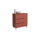 Salgar Noja 855mm 1 Right Hand Door, 3 Drawer Floor Standing Vanity and Countertop without Basin (Satin Red)