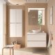 Salgar Noja 1000mm 2 Drawer Wall Hung Vanity and Matching Countertop without Basin (Satin White)