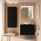 Salgar Noja 1000mm 2 Drawer Wall Hung Vanity and Matching Countertop without Basin (Satin Black)