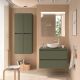 Salgar Noja 1000mm 2 Drawer Wall Hung Vanity and Matching Countertop without Basin (Satin Green)