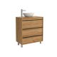 Salgar Attila 600mm 3 Drawer Floor Standing Vanity and Countertop without Basin (African Oak)