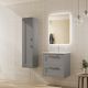 Elna 600mm 2 Drawer Wall Hung Vanity with Reinforcing Bar, Basin and Chrome Handles (Matt Mist)