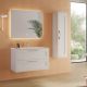 Elna 1000mm 2 Drawer Wall Hung Vanity with Reinforcing Bar, Basin and Chrome Handles (Matt White)