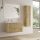 Elna 1000mm 2 Drawer Wall Hung Vanity with Reinforcing Bar, Basin and Chrome Handles (Natural Oak)