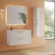 Elna 1000mm 2 Drawer Wall Hung Vanity with Reinforcing Bar, Basin and Brushed Brass Handles (Matt White)