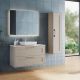 Elna 600mm 2 Drawer Wall Hung Vanity with White Countertop, Reinforcing Bar and Chrome Handles without Basin (Matt Mink)