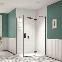 Merlyn Black Hinge & Inline Shower Door with Side Panel