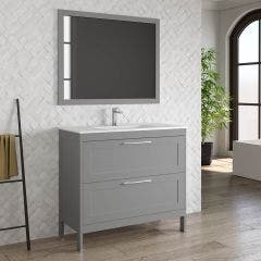 Toscana 2 Drawer 1000mm Vanity & Basin (Grey with Chrome Handles)