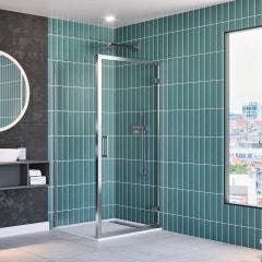 Renu 8mm Framed 1000mm Hinged Shower Door and 1000mm Side Panel (Chrome)