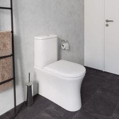 Duravit Durameruna Rimless Close Coupled Back to Wall Toilet Pan with Square Wrap Over Seat and Cistern