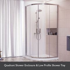 Rosery Nova 800mm 2 Door Quadrant Shower Enclosure with Low Profile 800mm Shower Tray and Waste