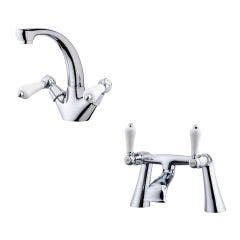 Balmoral Mono Basin Mixer with Push Button Waste and Bath Filler (Chrome)